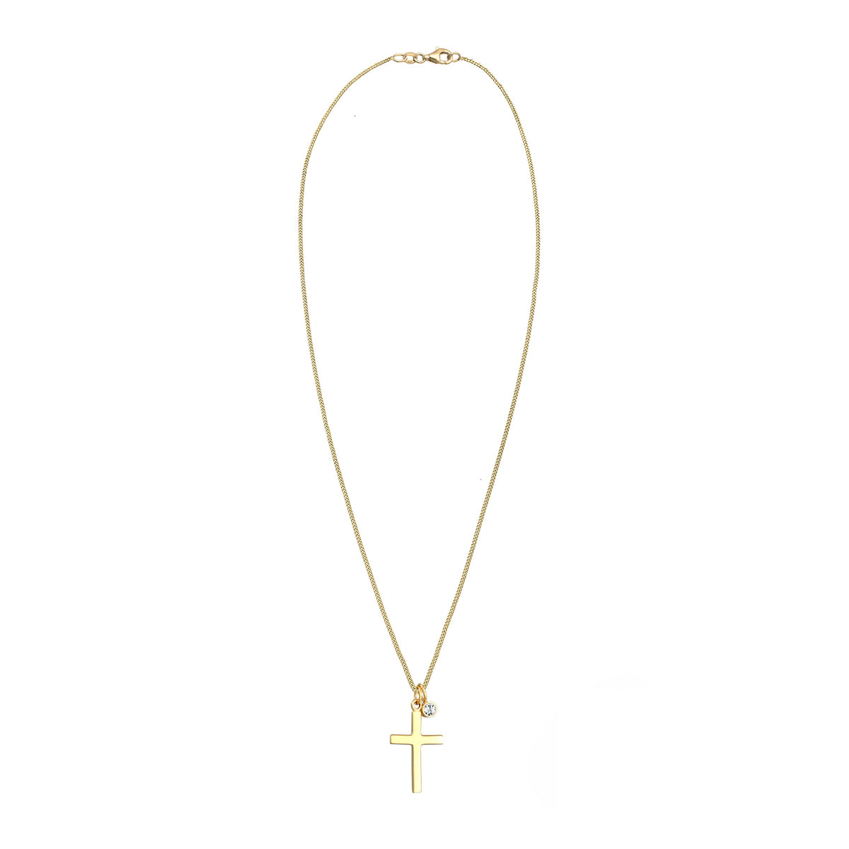 Gold - Elli | Halskette Kreuz | Mit Kristallen von Swarovski® (Weiß) | 925 Sterling Silber vergoldet