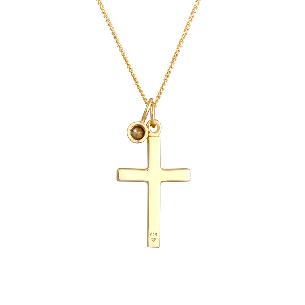 Gold - Elli | Halskette Kreuz | Mit Kristallen von Swarovski® (Weiß) | 925 Sterling Silber vergoldet