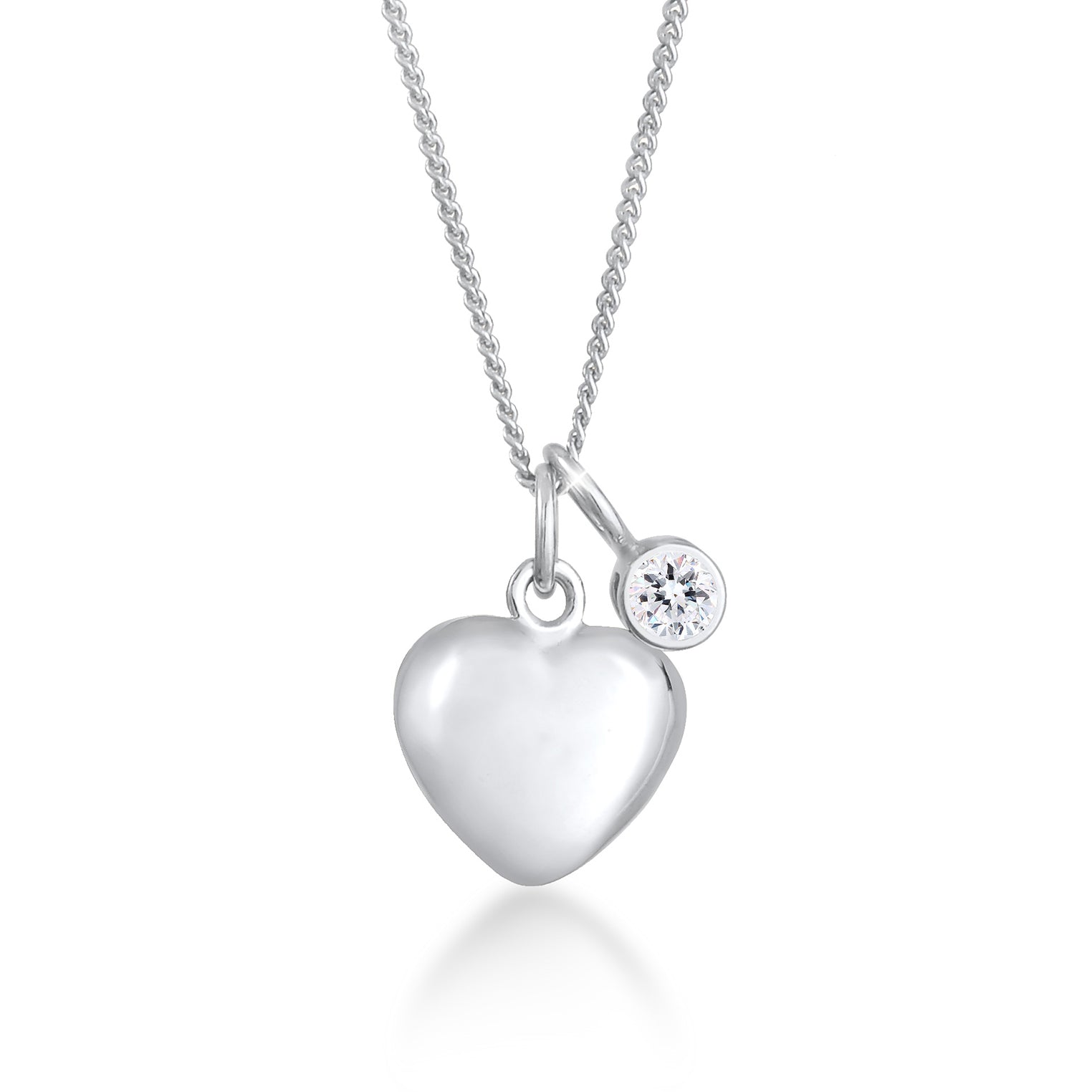 Silber - Elli | Halskette Herz Basic | Mit Kristallen von Swarovski® (Weiß) | 925er Sterling Silber