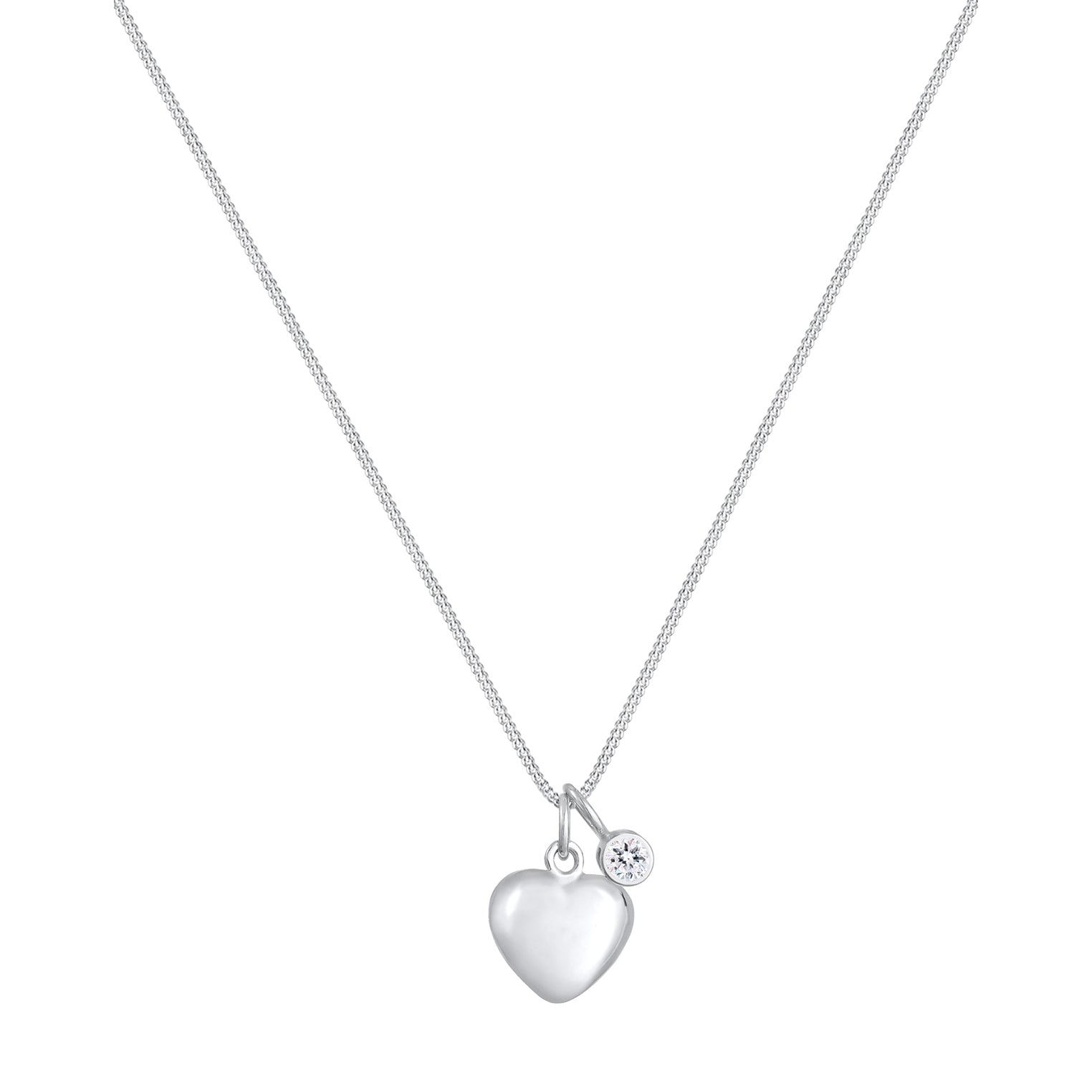 Silber - Elli | Halskette Herz Basic | Mit Kristallen von Swarovski® (Weiß) | 925er Sterling Silber
