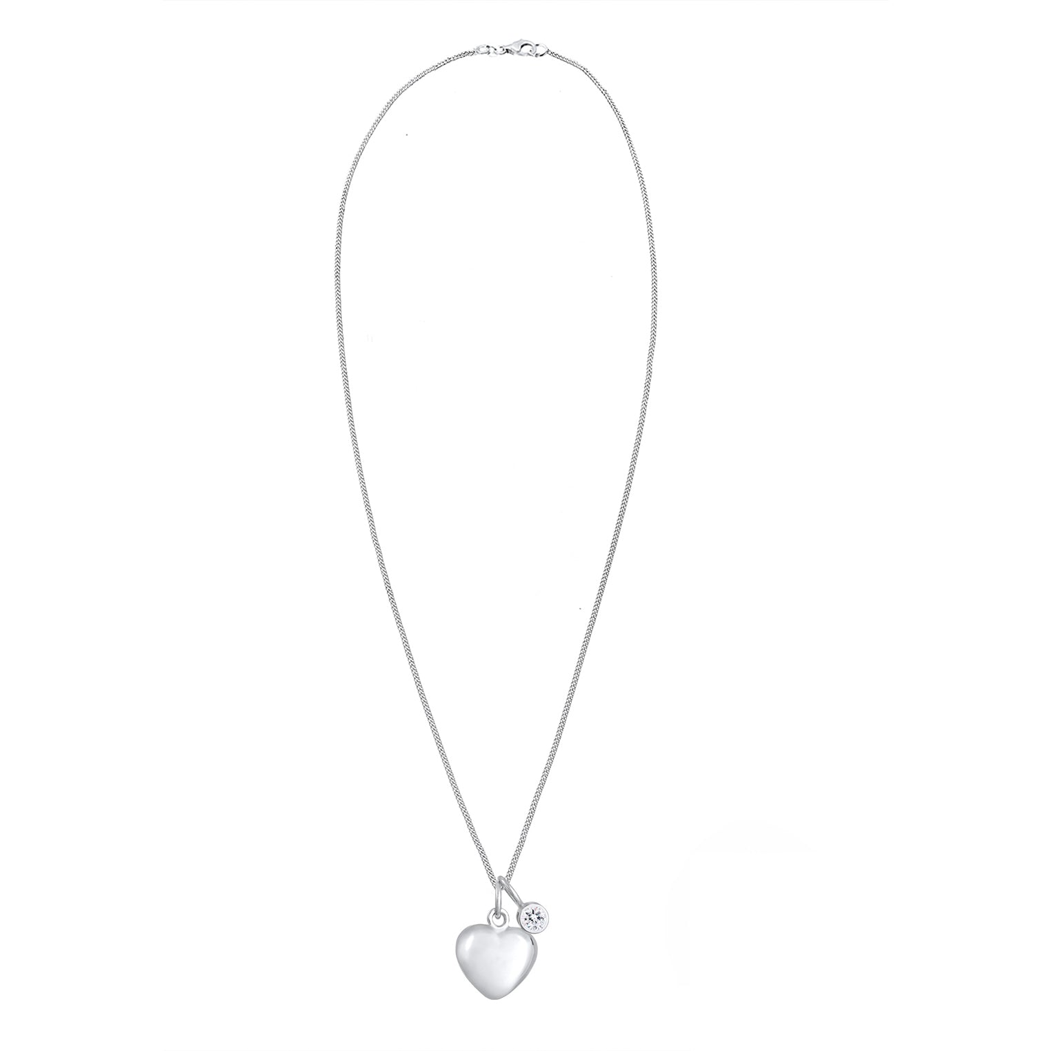 Silber - Elli | Halskette Herz | Kristall ( Weiß ) | 925er Sterling Silber