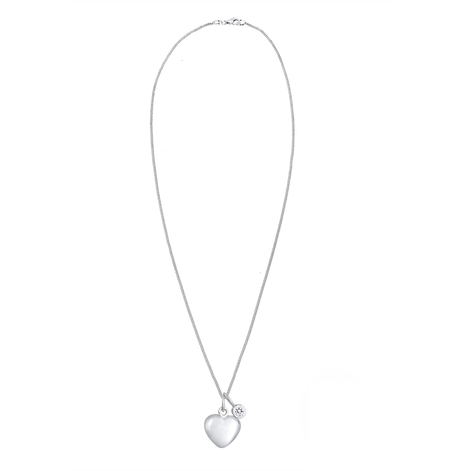 Silber - Elli | Halskette Herz Basic | Mit Kristallen von Swarovski® (Weiß) | 925er Sterling Silber