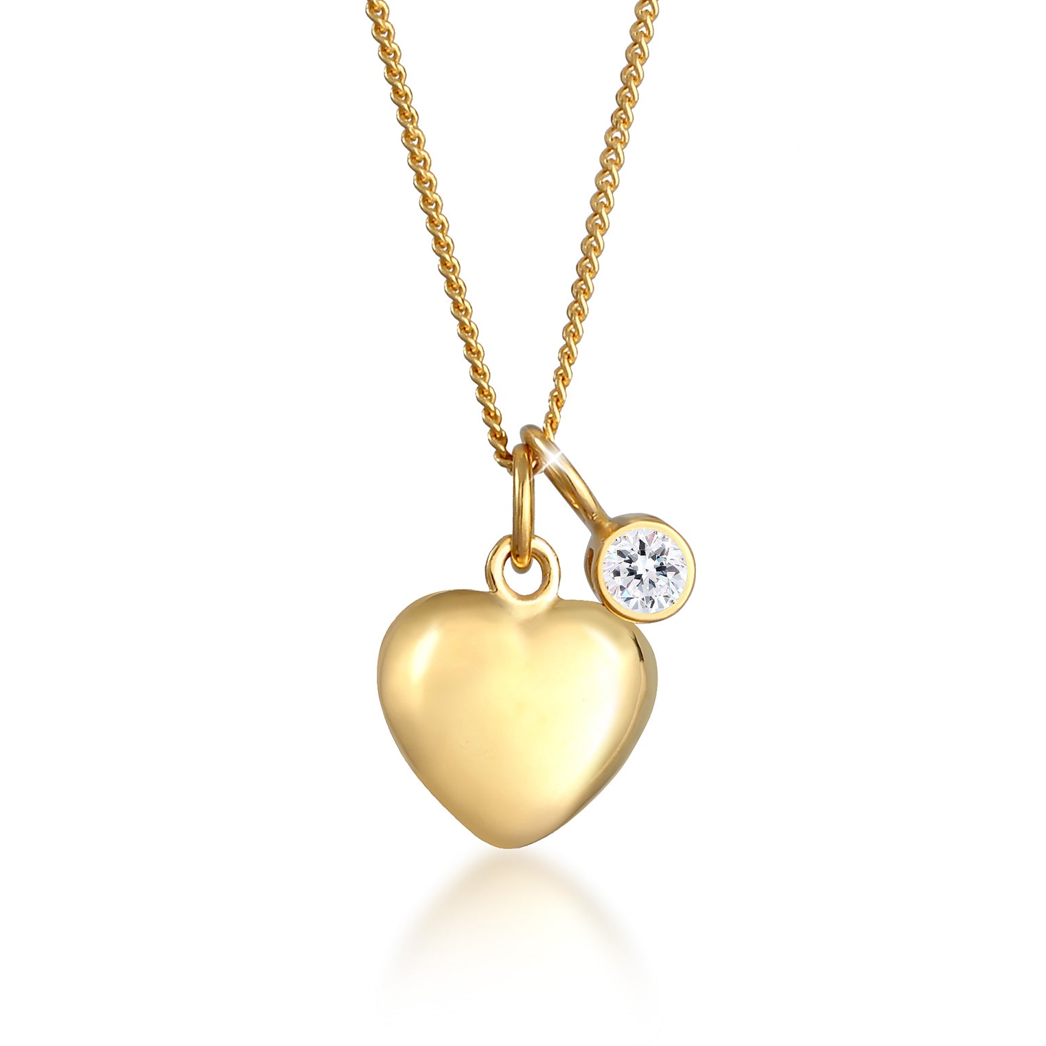 Gold - Elli | Halskette Herz | Kristall ( Weiß ) | 925 Sterling Silber vergoldet