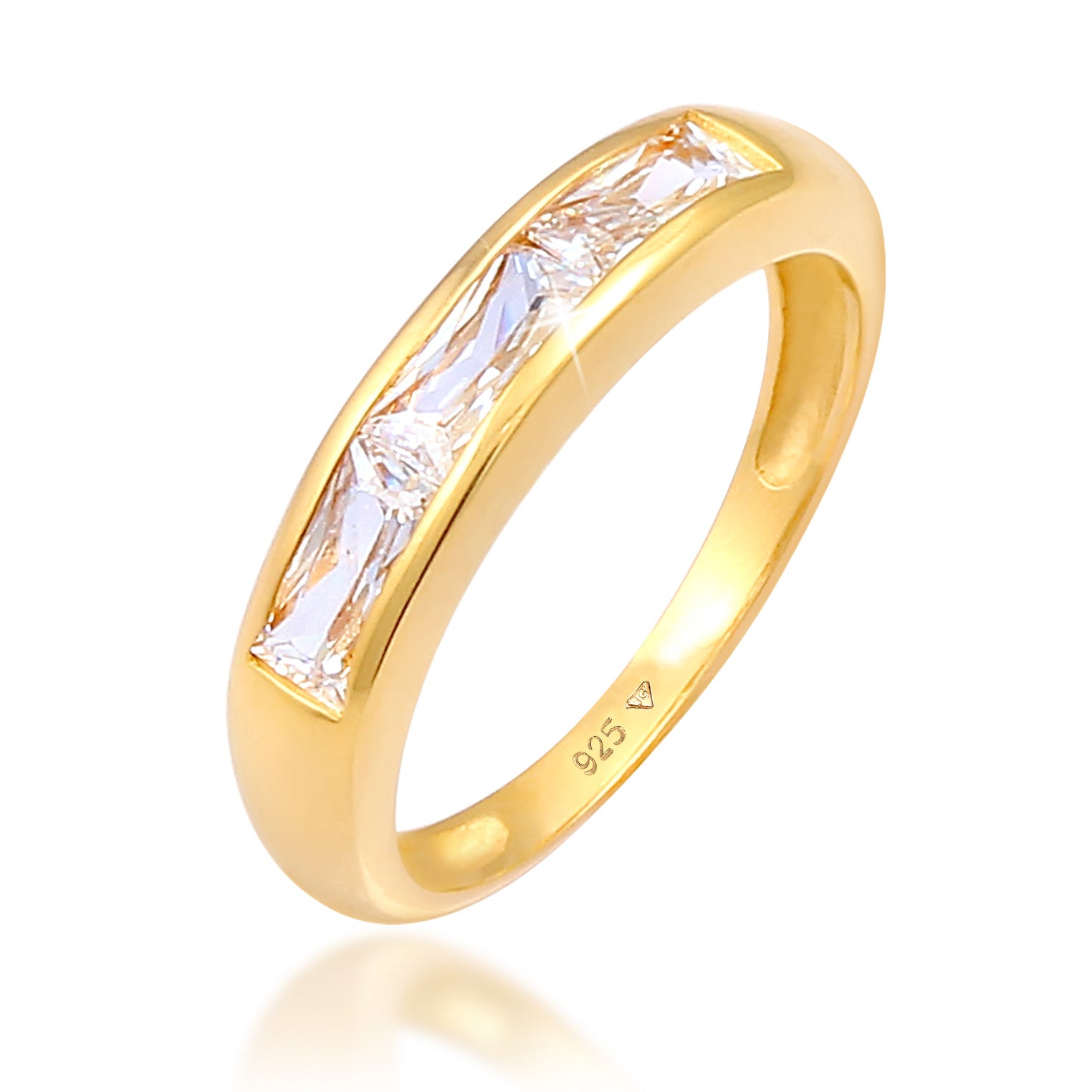 Gold - Elli | Ring | Zirkonia ( Weiß ) | 925 Sterling Silber vergoldet