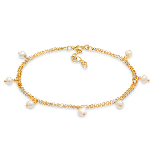 Gold - Elli | Armband | Süßwasserperle | 925 Sterling Silber vergoldet