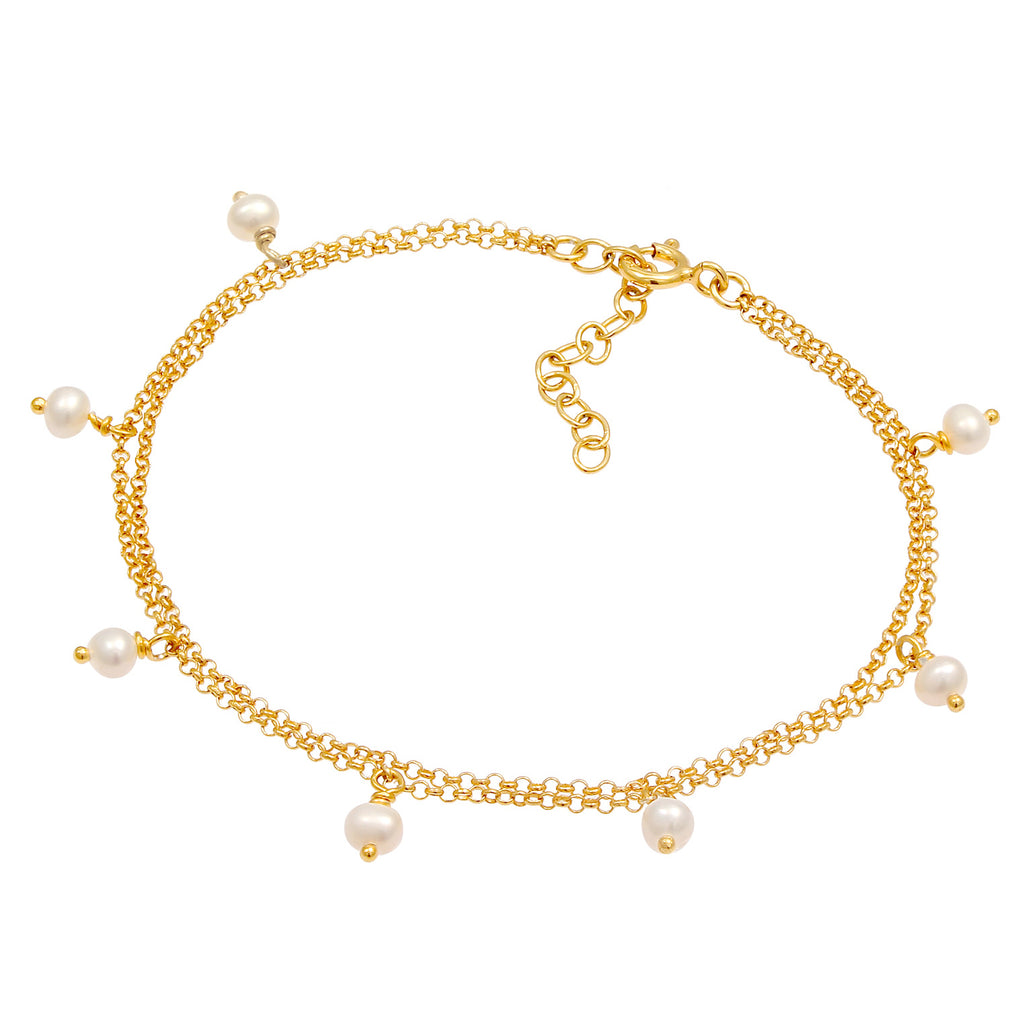 Gold - Elli | Armband | Süßwasserperle | 925 Sterling Silber vergoldet