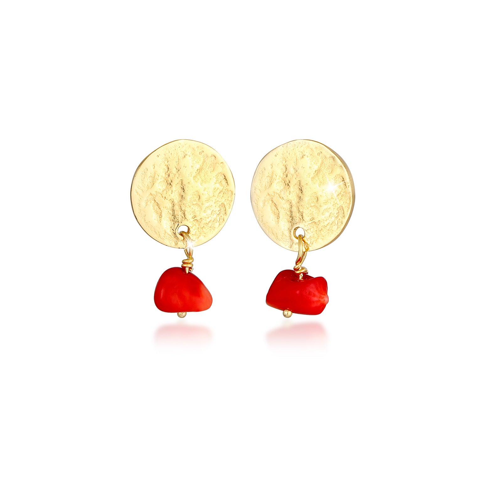 Gold - Elli | Ohrhänger | Koralle ( Rot ) | 925 Sterling Silber vergoldet