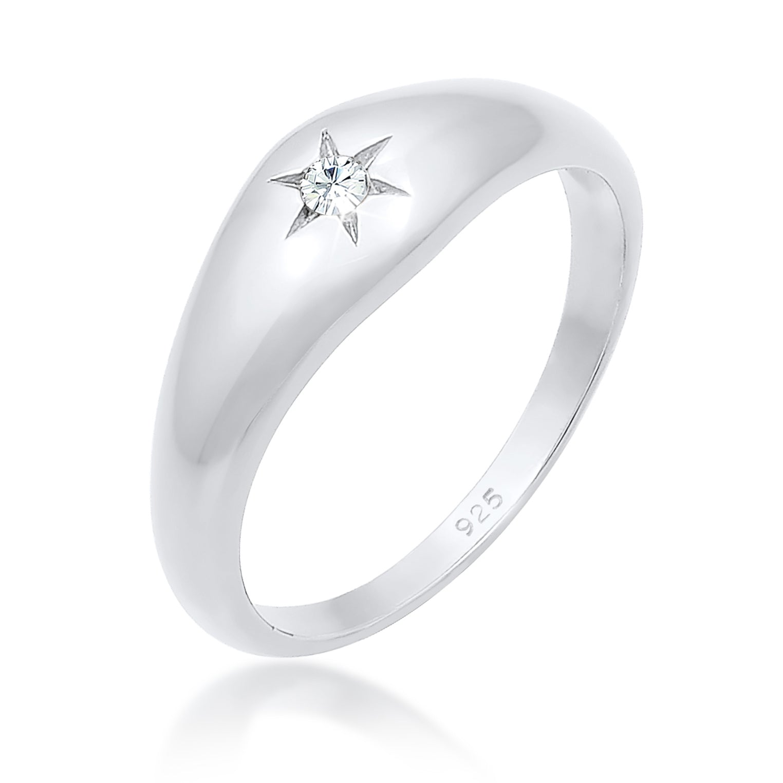 Silber - Elli | Siegelring | Mit Kristallen von Swarovski® (Weiß) | 925er Sterling Silber
