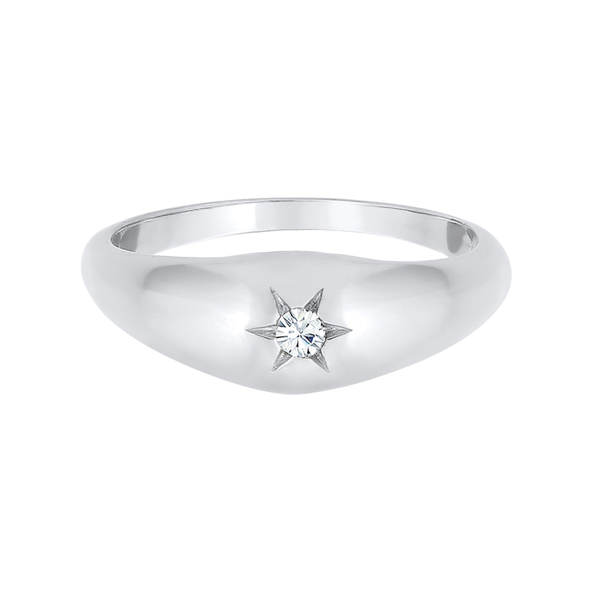 Silber - Elli | Siegelring | Mit Kristallen von Swarovski® (Weiß) | 925er Sterling Silber