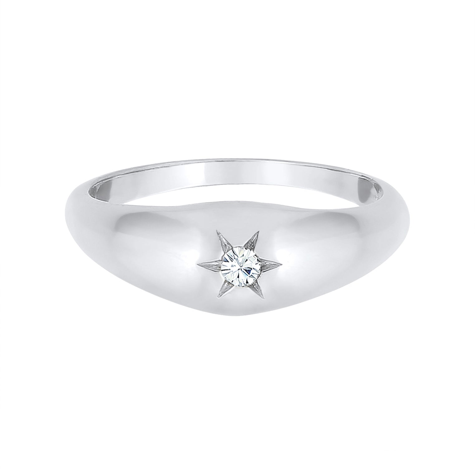 Silber - Elli | Siegelring | Mit Kristallen von Swarovski® (Weiß) | 925er Sterling Silber