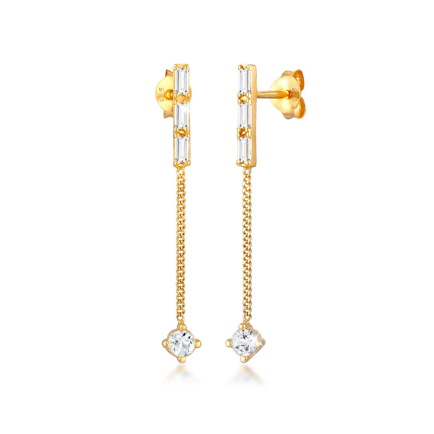 Gold - Elli PREMIUM | Ohrhänger| Topas ( Weiß ) | 925 Sterling Silber vergoldet