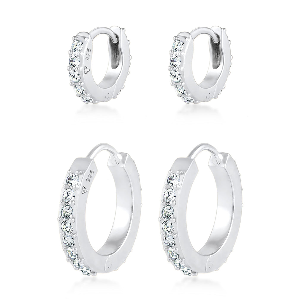 Silber - Elli | Creole | Mit Kristallen von Swarovski® (Weiß) | 925er Sterling Silber