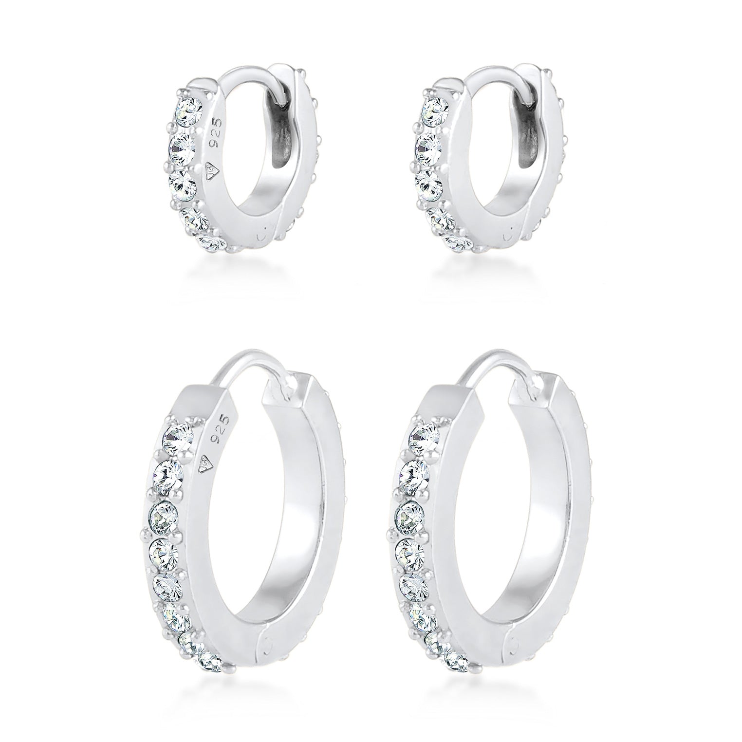 Silber - Elli | Creole | Mit Kristallen von Swarovski® (Weiß) | 925er Sterling Silber
