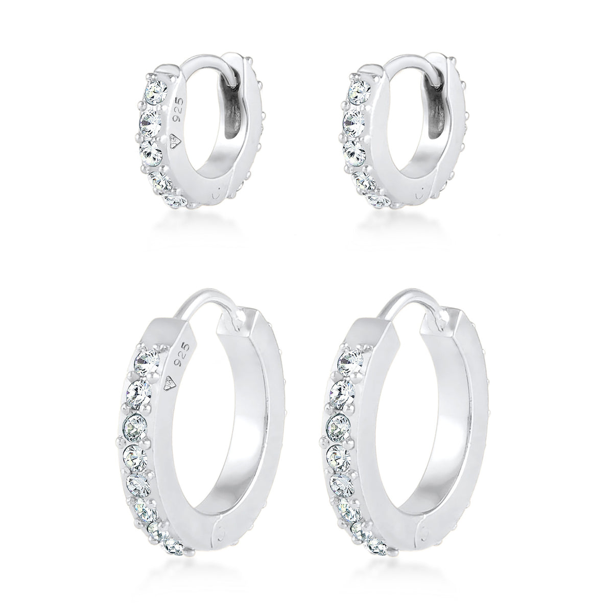 Silber - Elli | Creole | Mit Kristallen von Swarovski® (Weiß) | 925er Sterling Silber
