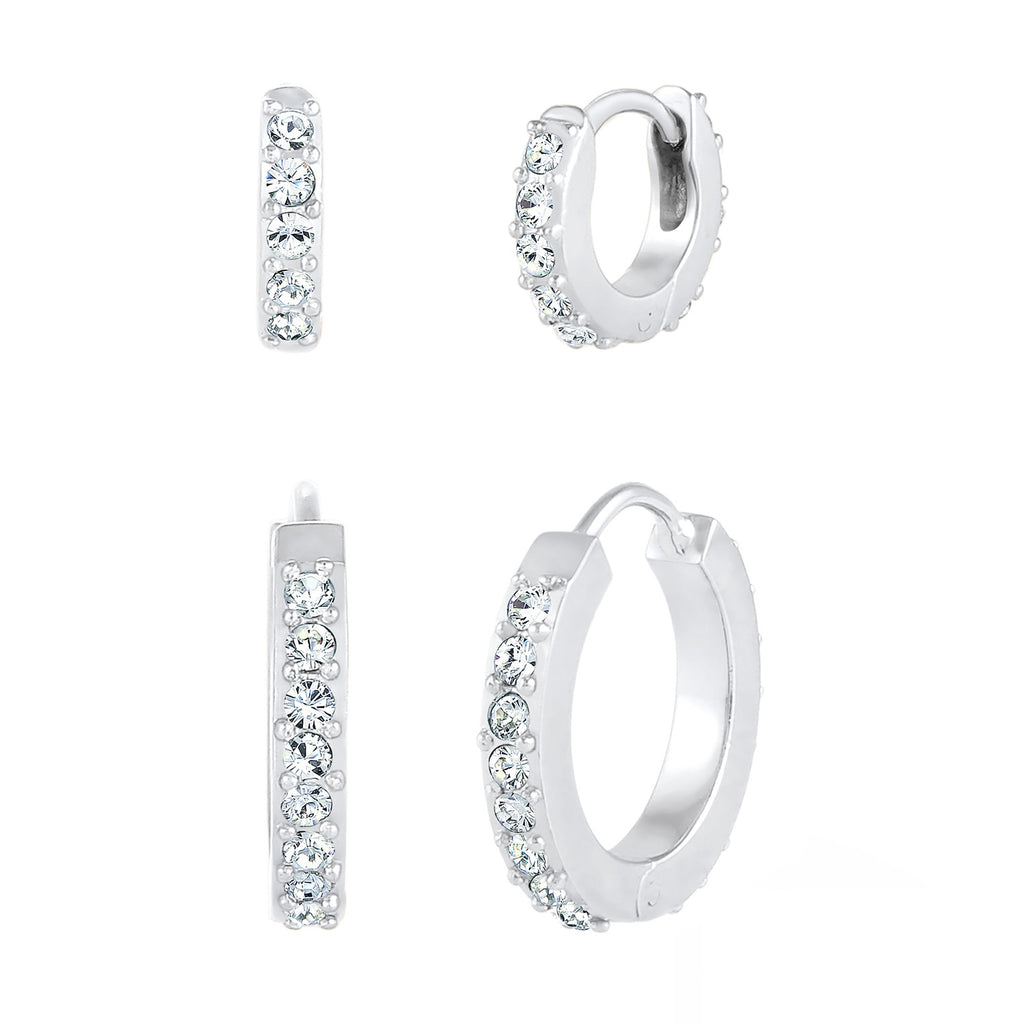 Silber - Elli | Creole | Mit Kristallen von Swarovski® (Weiß) | 925er Sterling Silber