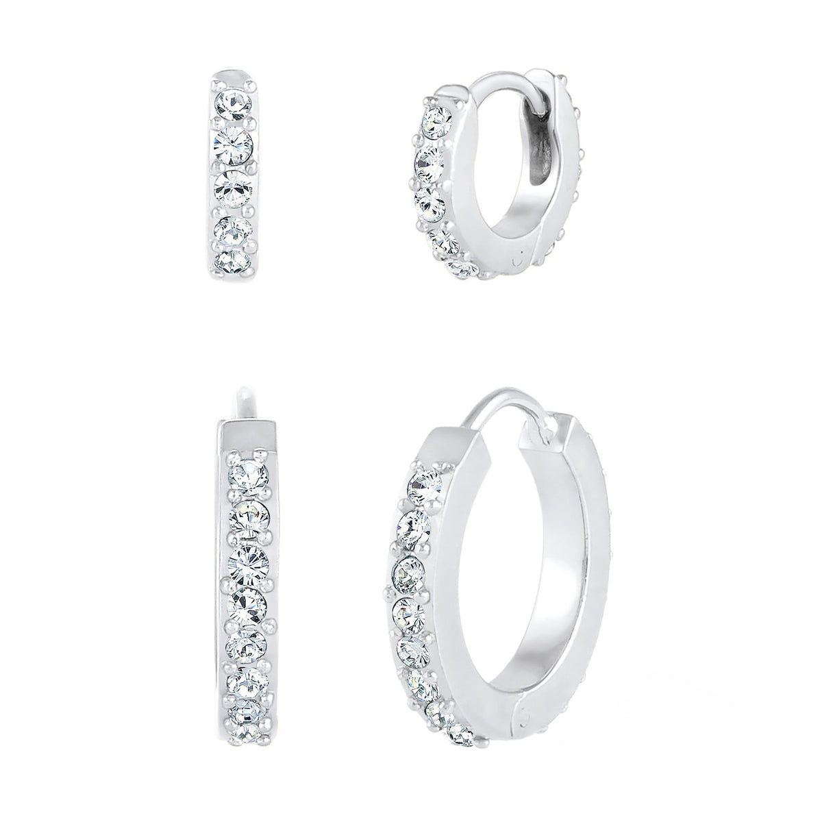 Silber - Elli | Creole | Mit Kristallen von Swarovski® (Weiß) | 925er Sterling Silber