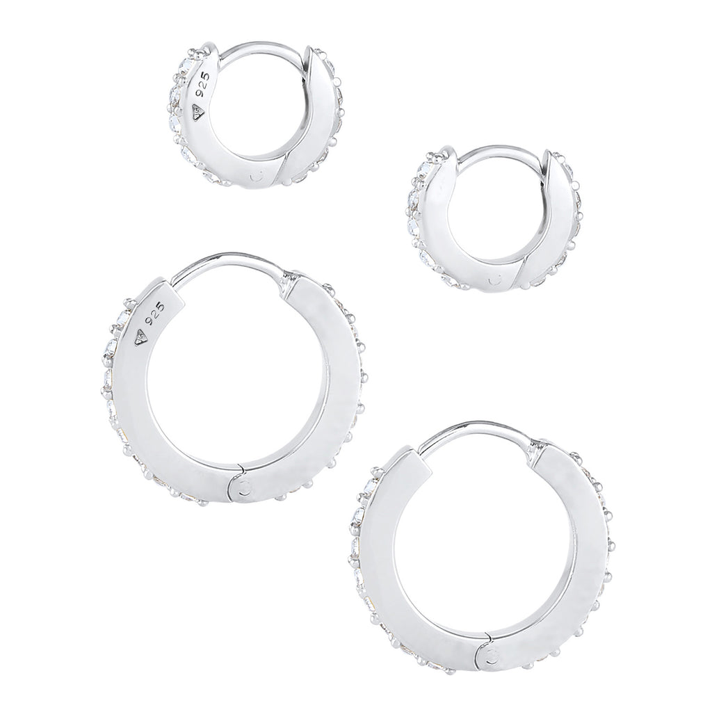 Silber - Elli | Creole | Mit Kristallen von Swarovski® (Weiß) | 925er Sterling Silber