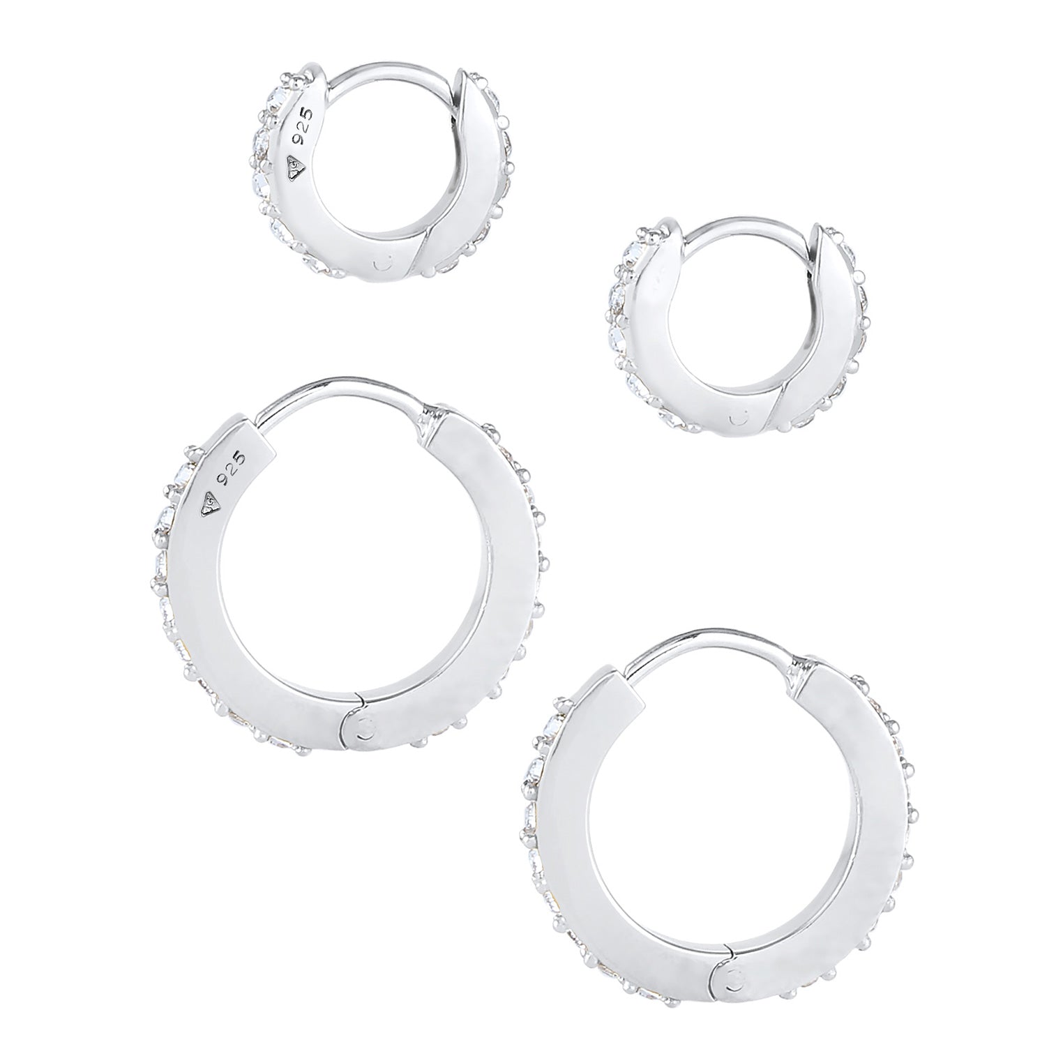 Silber - Elli | Creole | Mit Kristallen von Swarovski® (Weiß) | 925er Sterling Silber