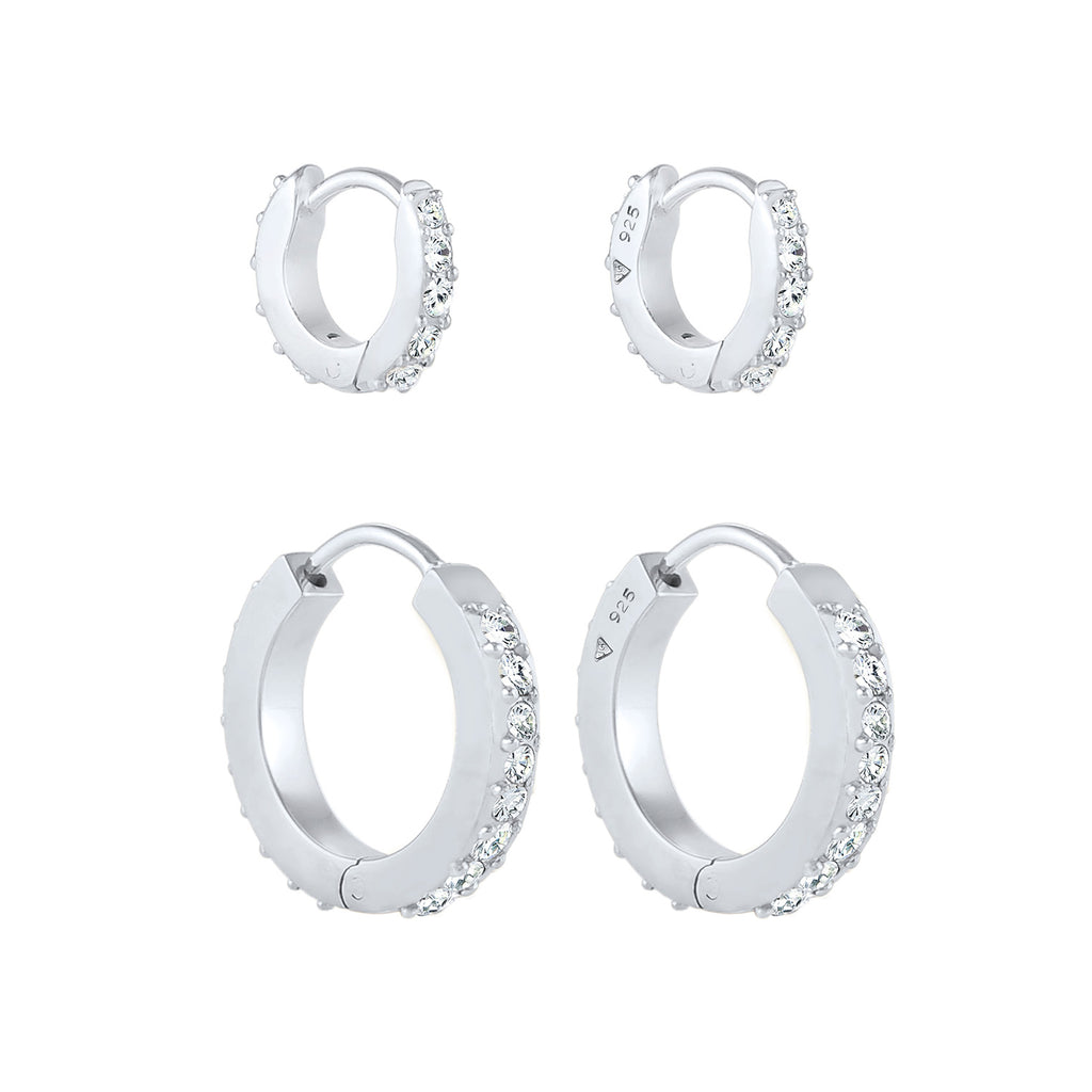 Silber - Elli | Creole | Mit Kristallen von Swarovski® (Weiß) | 925er Sterling Silber