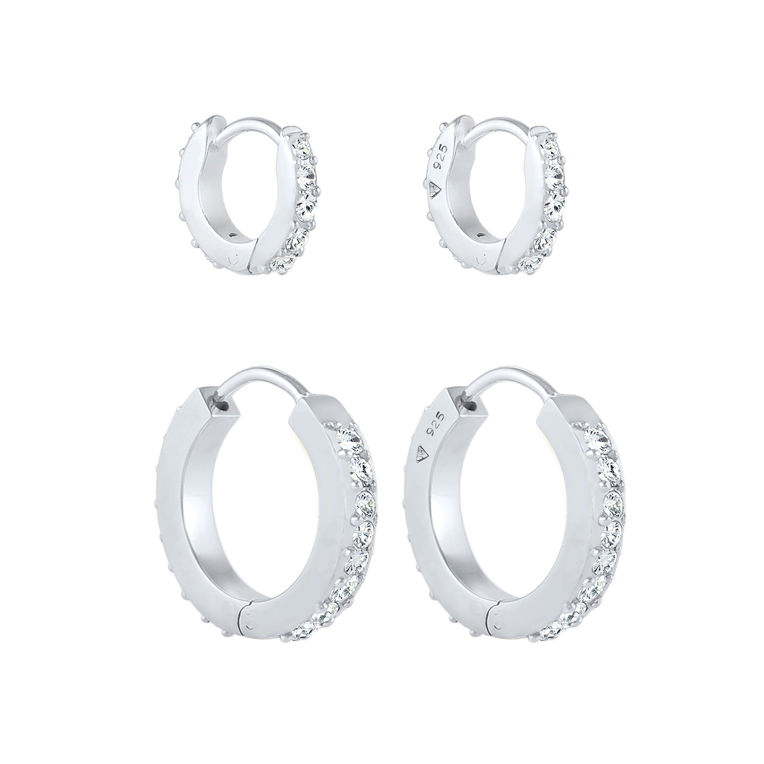 Silber - Elli | Creole | Mit Kristallen von Swarovski® (Weiß) | 925er Sterling Silber