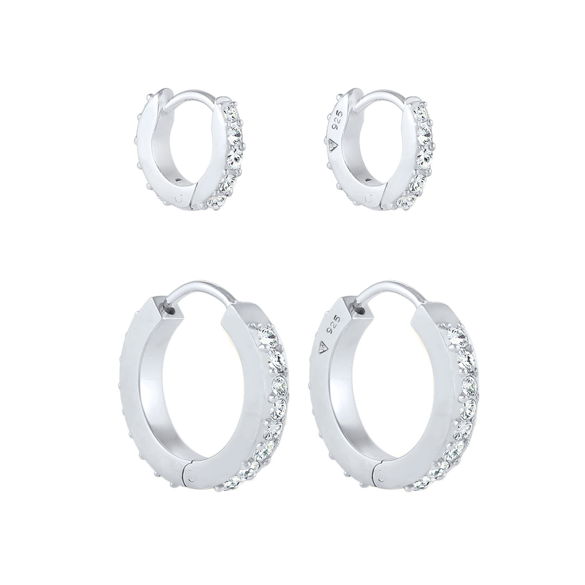 Silber - Elli | Creole | Mit Kristallen von Swarovski® (Weiß) | 925er Sterling Silber