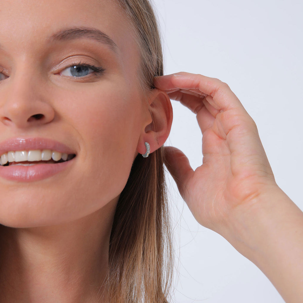 Silber - Elli | Creole | Mit Kristallen von Swarovski® (Weiß) | 925er Sterling Silber