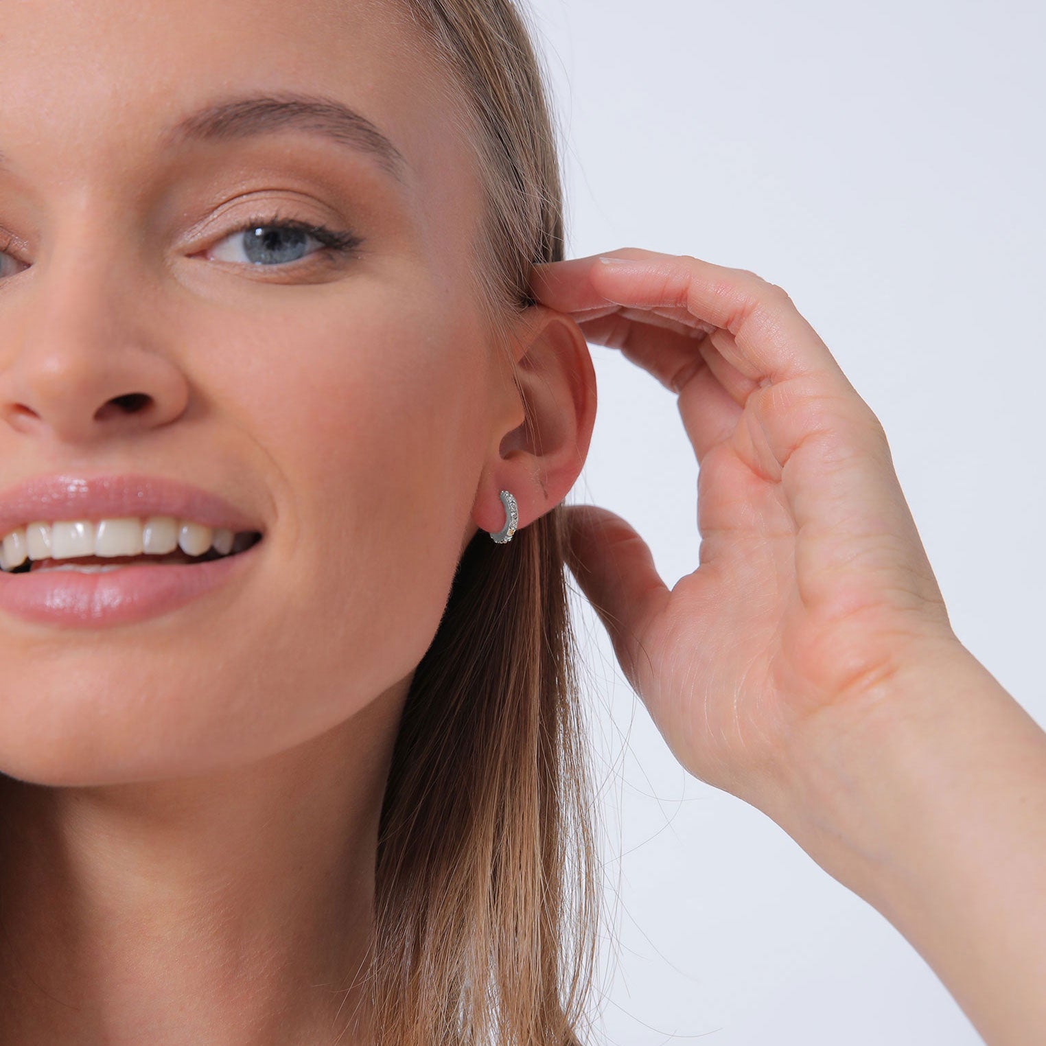 Silber - Elli | Creole | Mit Kristallen von Swarovski® (Weiß) | 925er Sterling Silber
