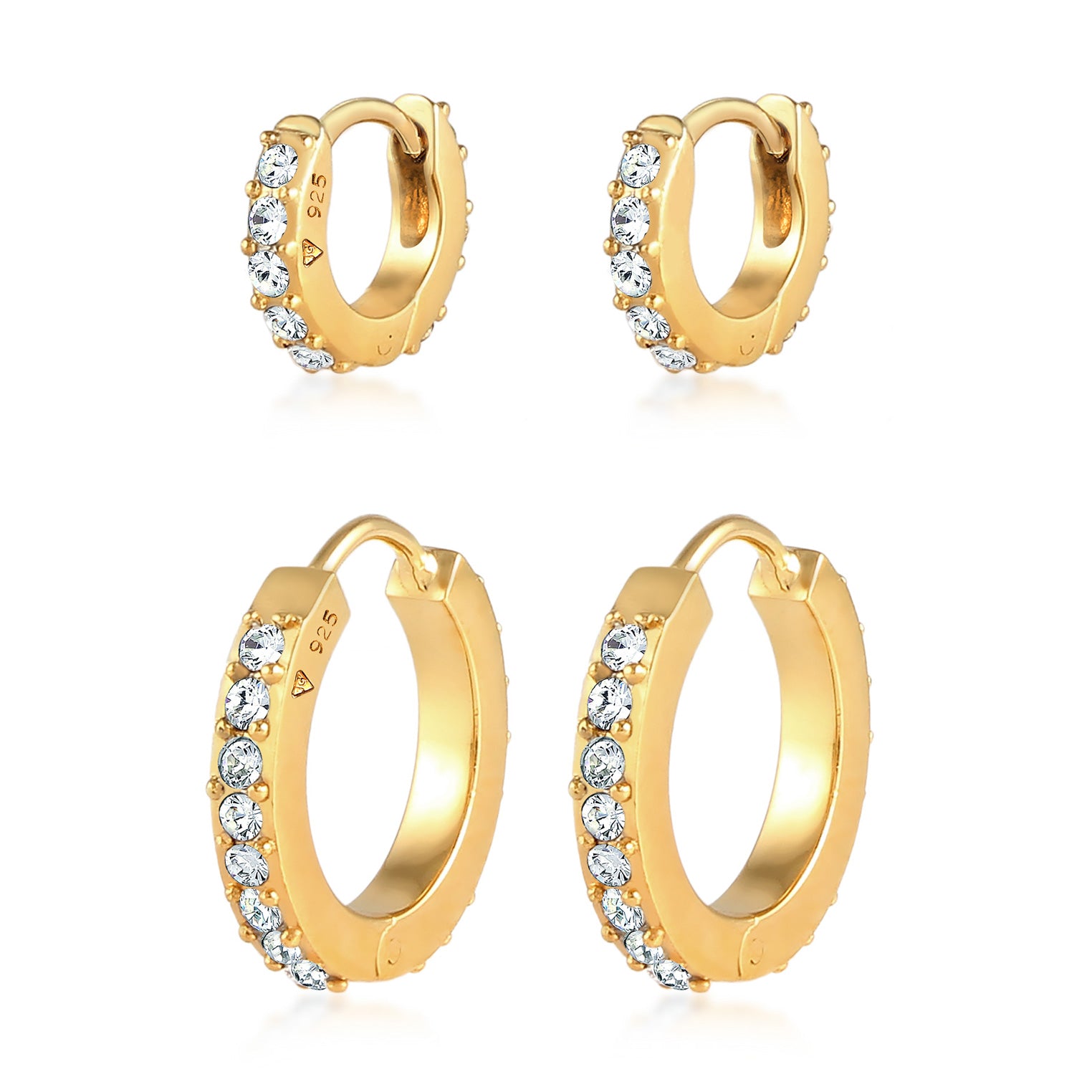 Gold - Elli | Creole | Mit Kristallen von Swarovski® (Weiß) | 925 Sterling Silber vergoldet