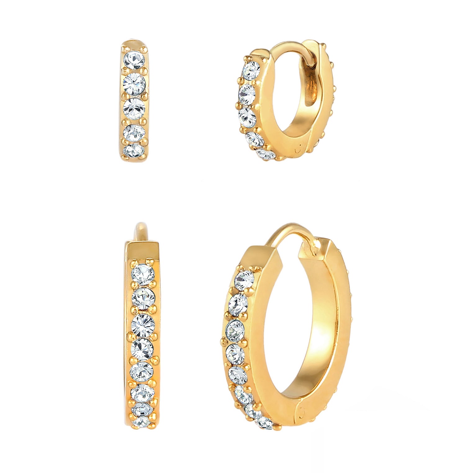 Gold - Elli | Creole | Mit Kristallen von Swarovski® (Weiß) | 925 Sterling Silber vergoldet