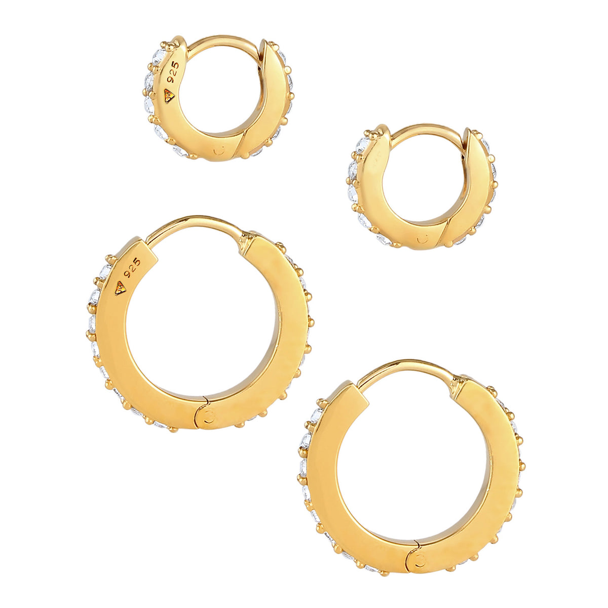 Gold - Elli | Creole | Mit Kristallen von Swarovski® (Weiß) | 925 Sterling Silber vergoldet