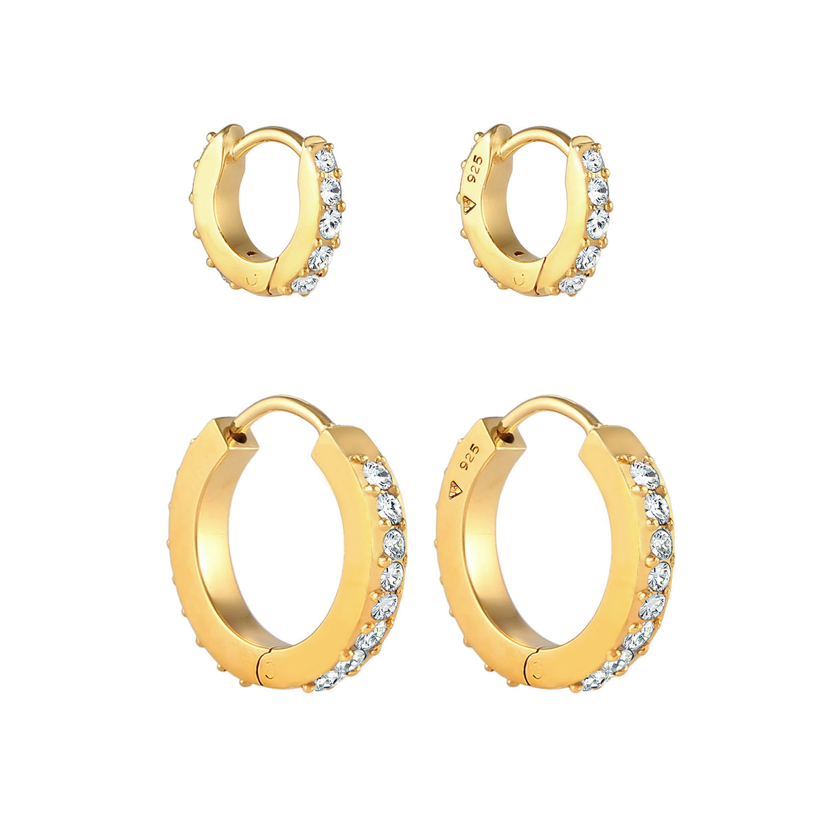 Gold - Elli | Creole | Mit Kristallen von Swarovski® (Weiß) | 925 Sterling Silber vergoldet