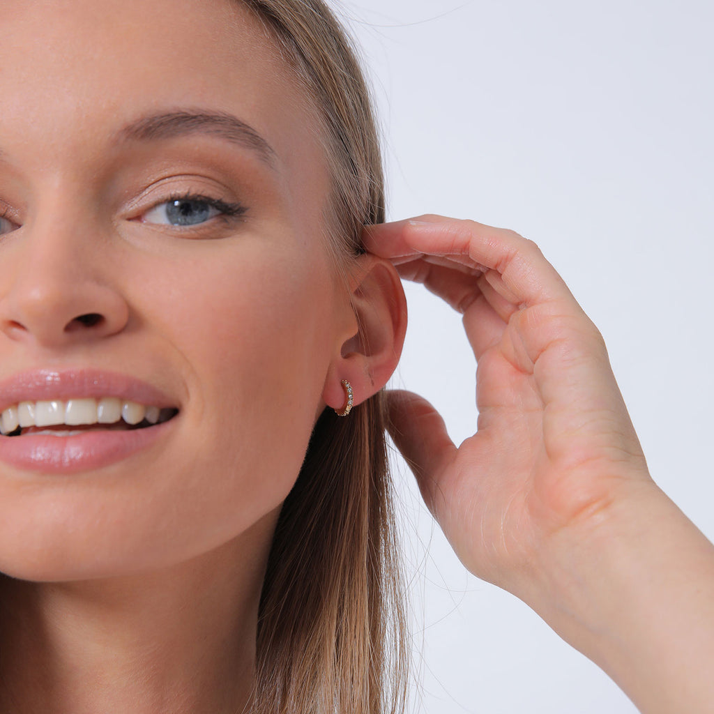 Gold - Elli | Creole | Mit Kristallen von Swarovski® (Weiß) | 925 Sterling Silber vergoldet
