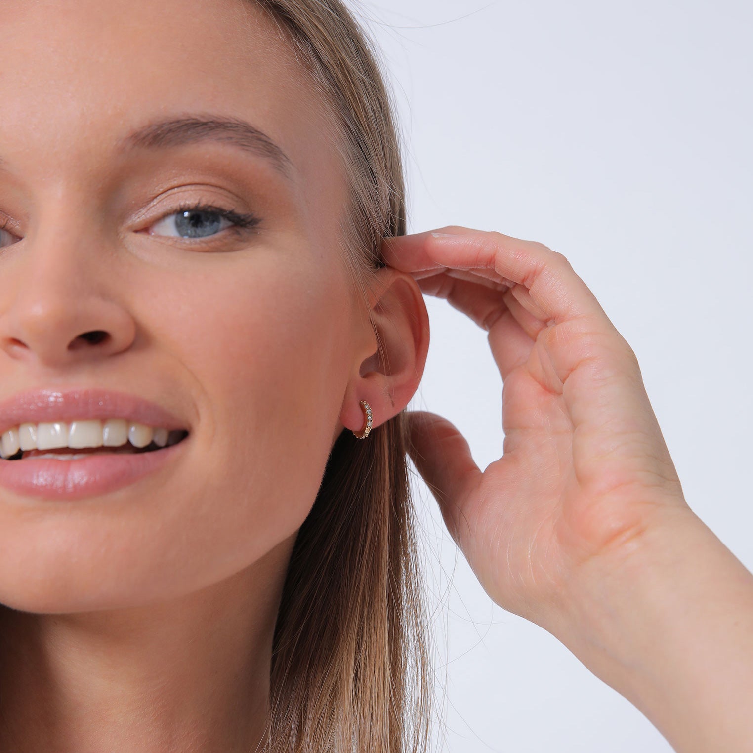 Gold - Elli | Creole | Mit Kristallen von Swarovski® (Weiß) | 925 Sterling Silber vergoldet