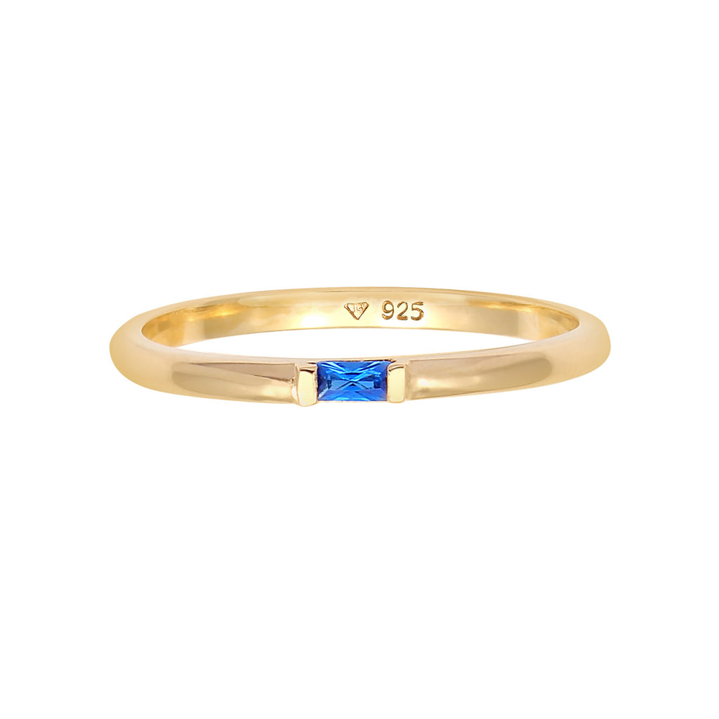 Gold - Elli PREMIUM | Ring | Saphir ( Blau ) | 925 Sterling Silber vergoldet
