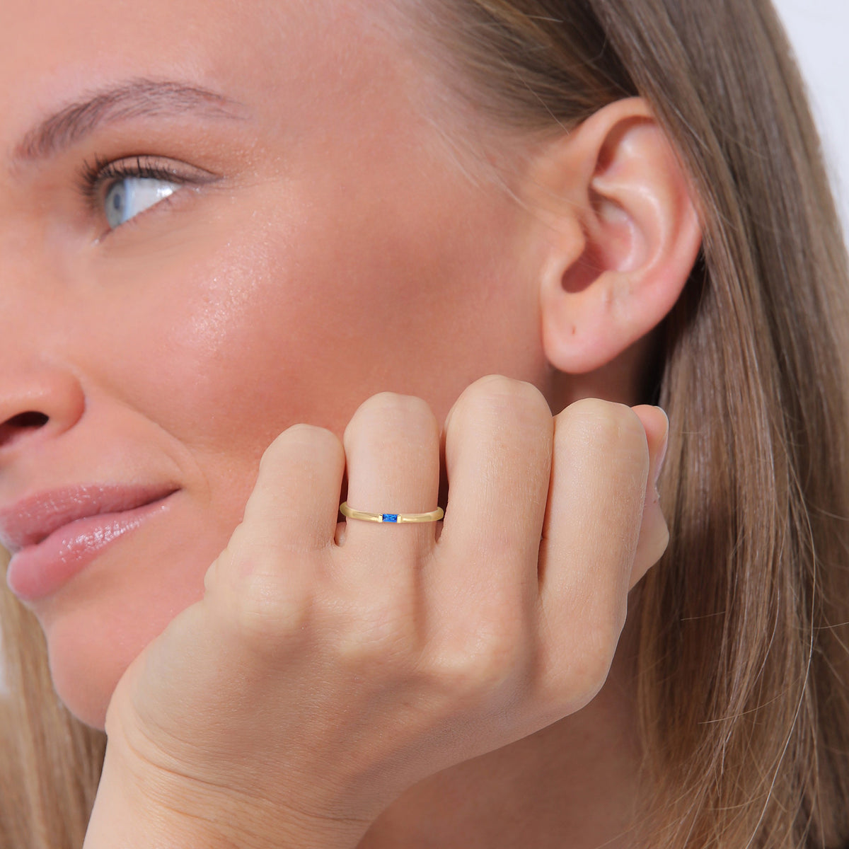 Gold - Elli PREMIUM | Ring | Saphir ( Blau ) | 925 Sterling Silber vergoldet