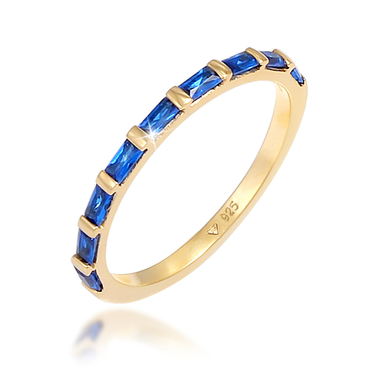 Gold - Elli PREMIUM | Bandring | Saphir ( Blau ) | 925 Sterling Silber vergoldet
