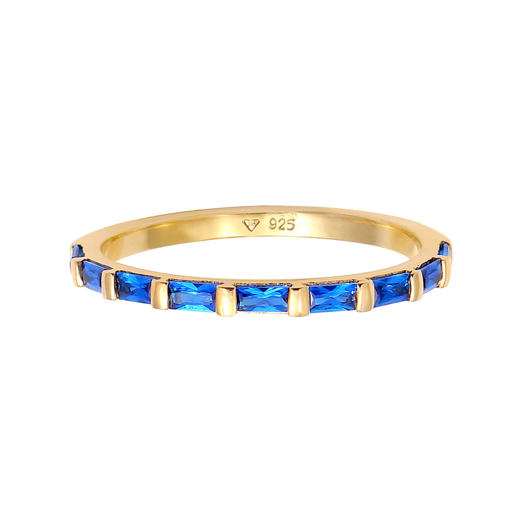 Gold - Elli PREMIUM | Bandring | Saphir ( Blau ) | 925 Sterling Silber vergoldet
