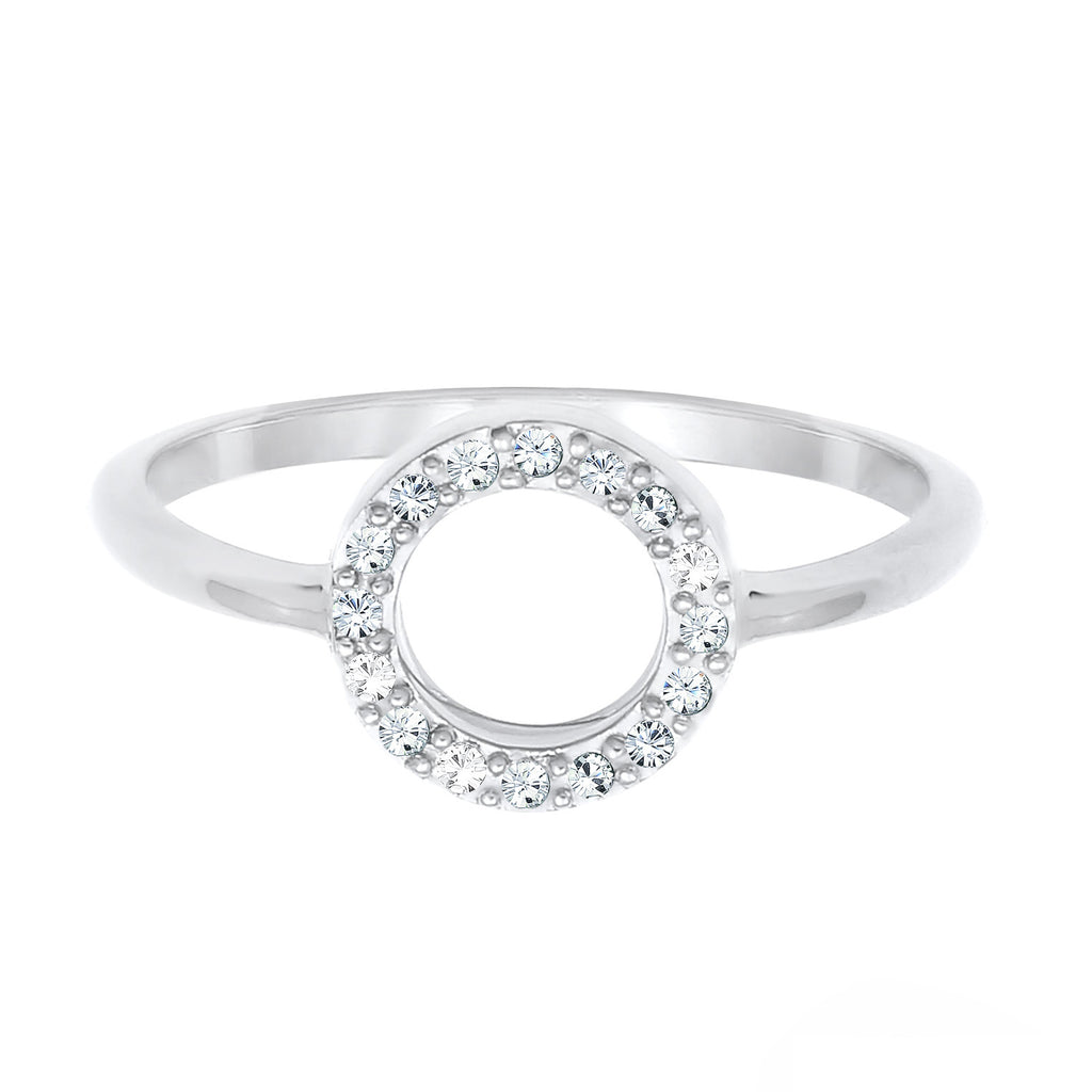 Silber - Elli | Ring Geo | Kristall ( Weiß ) | 925er Sterling Silber