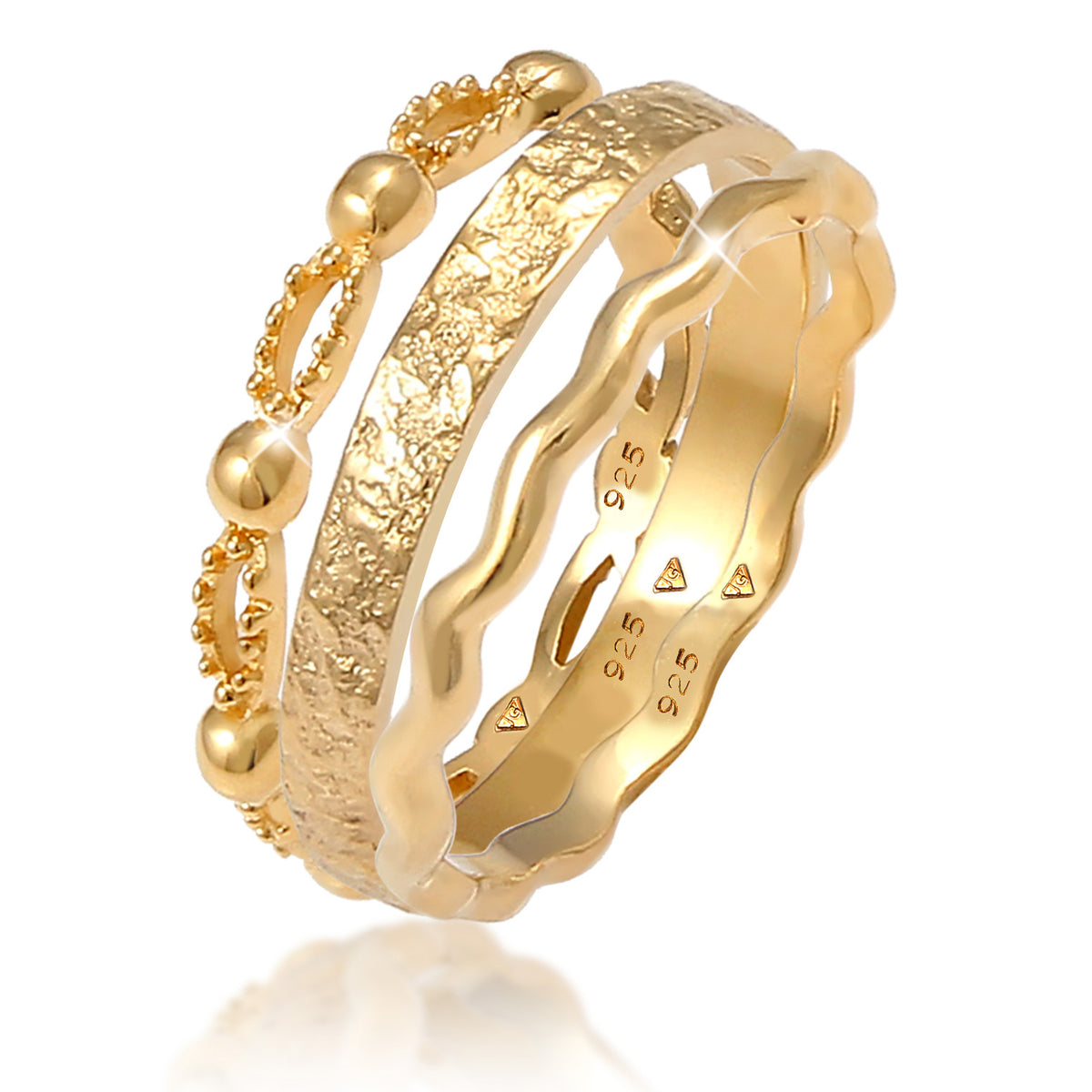 Gold - Elli | Bandring | 925 Sterling Silber vergoldet