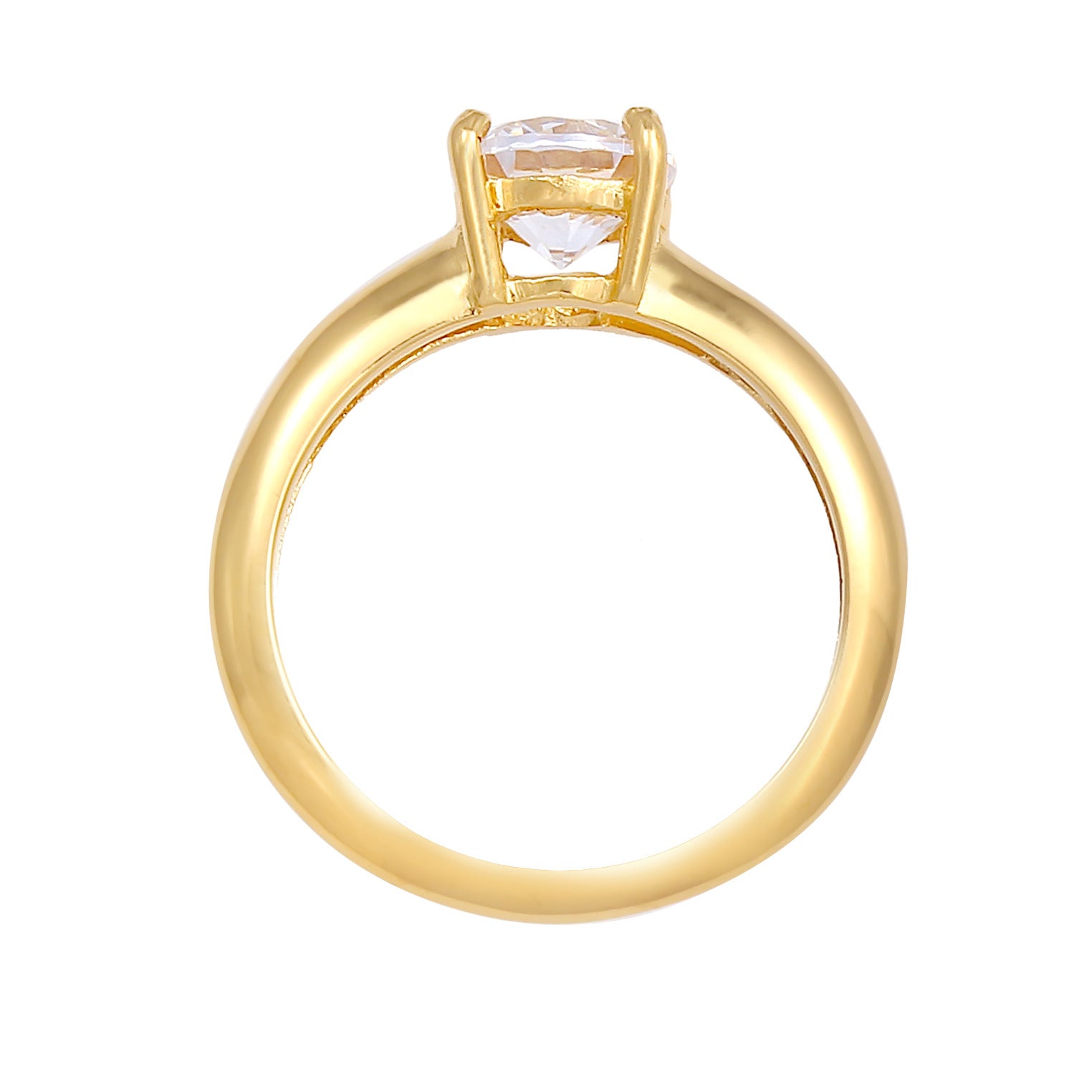 Gold - Elli | Solitär-Ring | Zirkonia ( Weiß ) | 925 Sterling Silber vergoldet