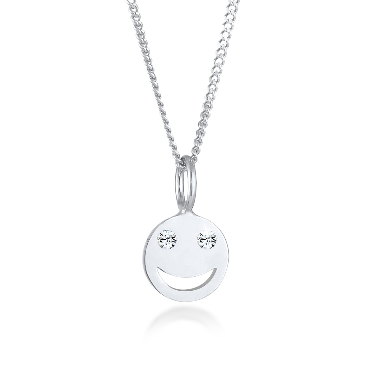 Silber - Elli | Halskette mit Smiling Face | Mit Kristallen von Swarovski® (Weiß) | 925er Sterling Silber