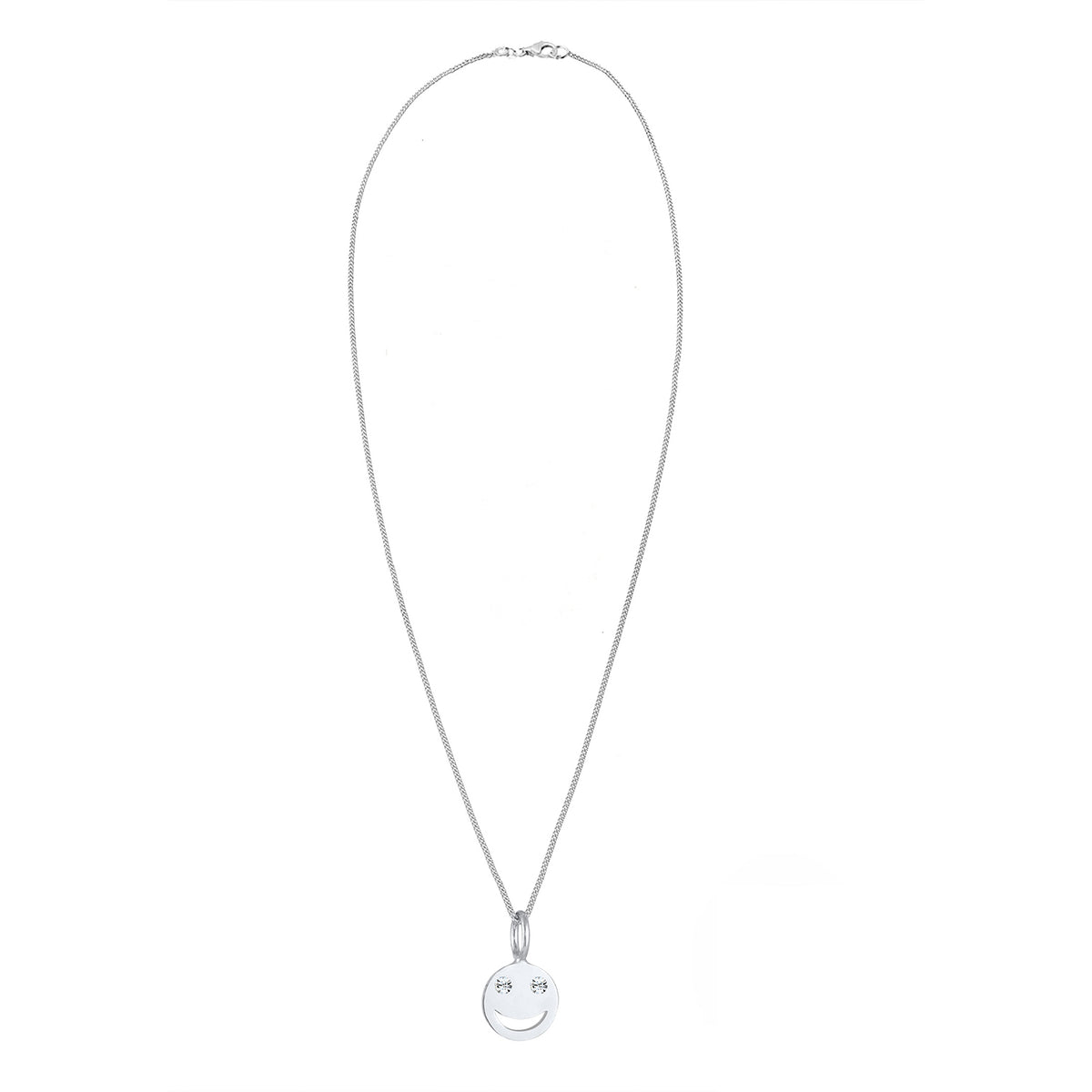 Silber - Elli | Halskette mit Smiling Face | Mit Kristallen von Swarovski® (Weiß) | 925er Sterling Silber