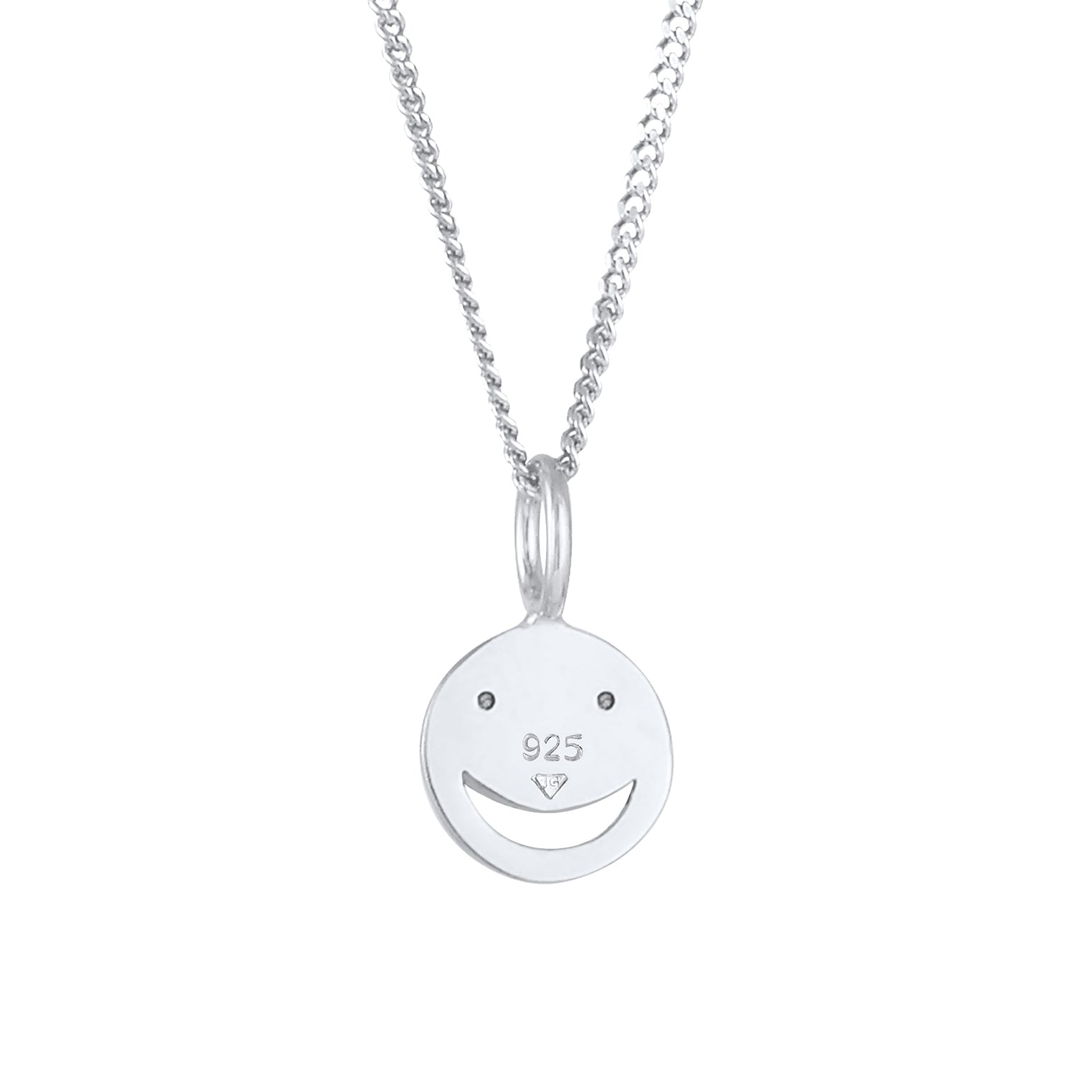 Silber - Elli | Halskette Smile Emoji | Kristall ( Weiß ) | 925er Sterling Silber
