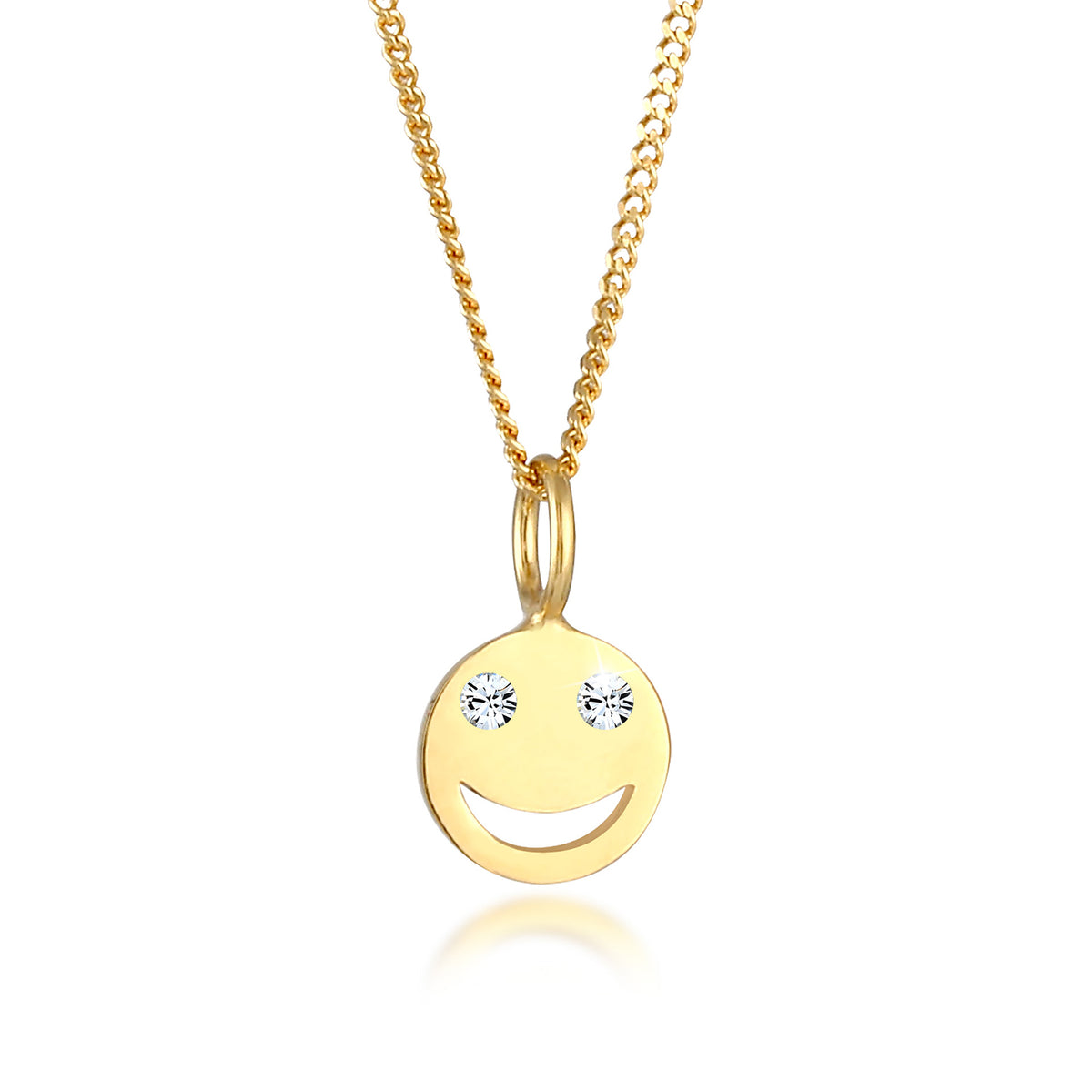 Gold - Elli | Halskette mit Smiling Face | Mit Kristallen von Swarovski® (Weiß) | 925 Sterling Silber vergoldet