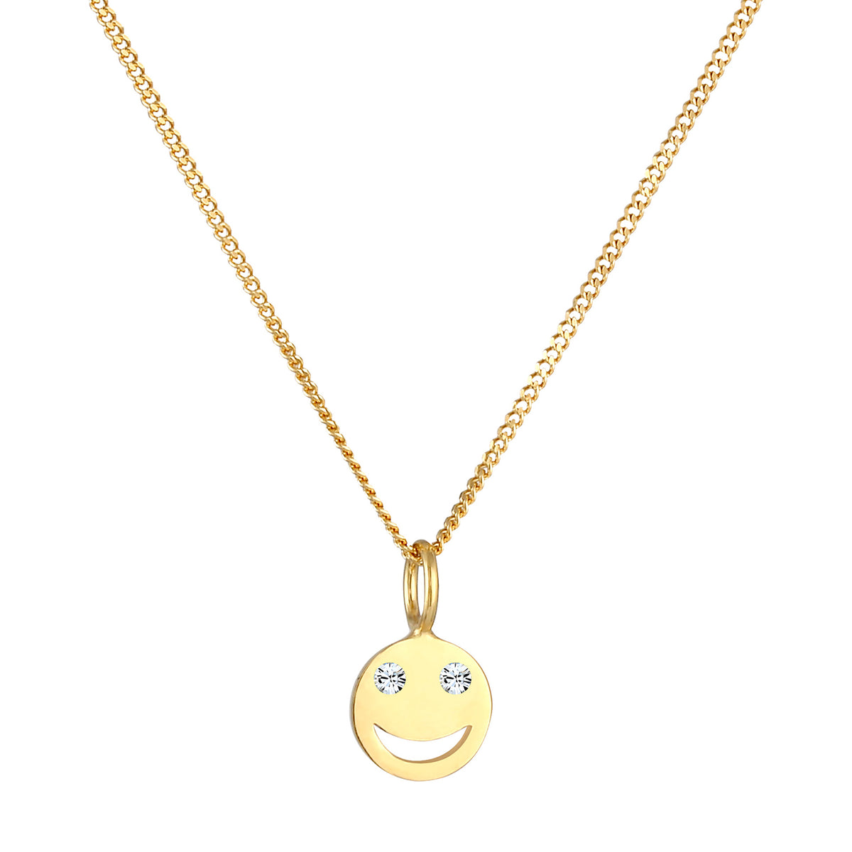 Gold - Elli | Halskette mit Smiling Face | Mit Kristallen von Swarovski® (Weiß) | 925 Sterling Silber vergoldet