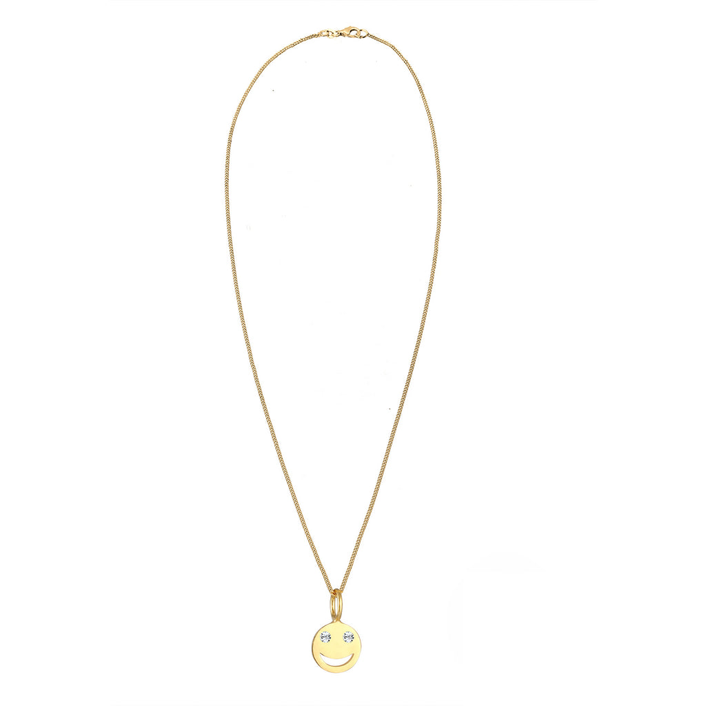 Gold - Elli | Halskette mit Smiling Face | Mit Kristallen von Swarovski® (Weiß) | 925 Sterling Silber vergoldet