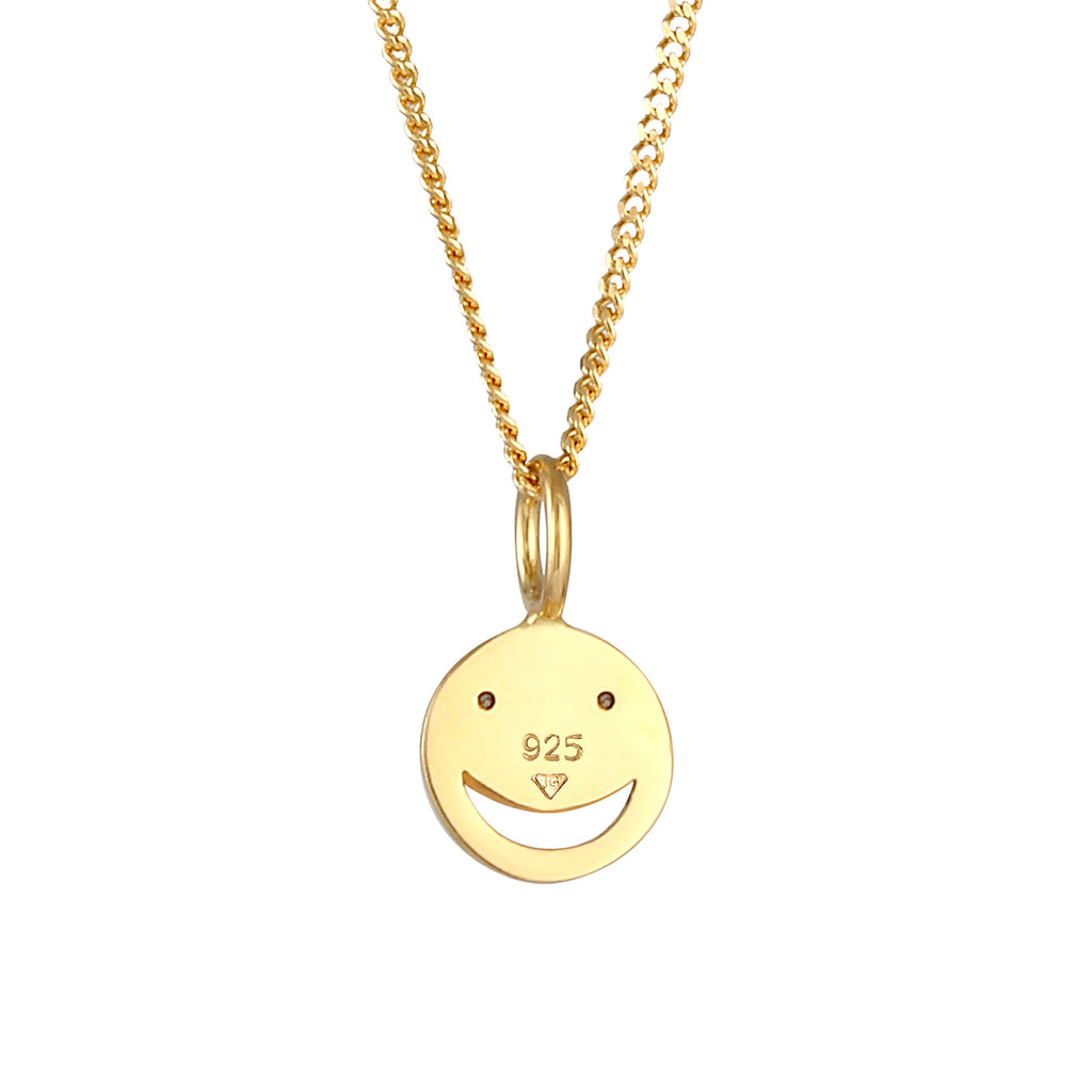 Gold - Elli | Halskette mit Smiling Face | Mit Kristallen von Swarovski® (Weiß) | 925 Sterling Silber vergoldet