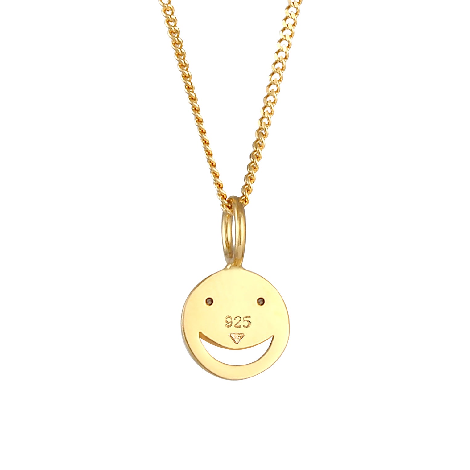 Gold - Elli | Halskette mit Smiling Face | Kristall (Weiß) | 925 Sterling Silber vergoldet