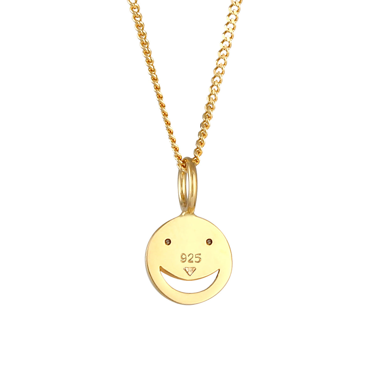 Gold - Elli | Halskette mit Smiling Face | Mit Kristallen von Swarovski® (Weiß) | 925 Sterling Silber vergoldet