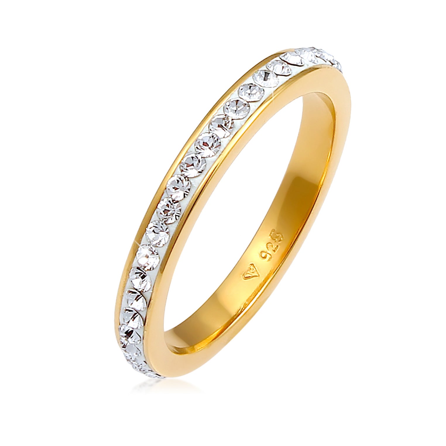 Gold - Elli | Bandring | Mit Kristallen von Swarovski®n von Swarovski® (Weiß) | 925 Sterling Silber vergoldet